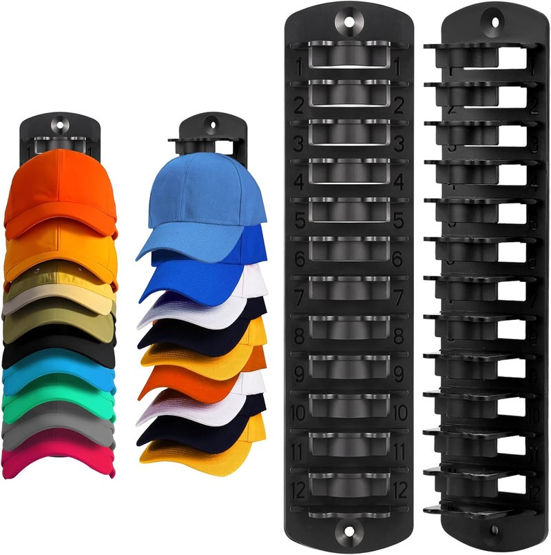 Dntorx Hat Organizer for Baseball Caps, 2 Pack Hat Rack for Wall Hold up to 20 Hats Adhesive Hat Hooks Stand Hat Hanger Organizer Storage Holder Display for Door Closet Bedroom - Image 1